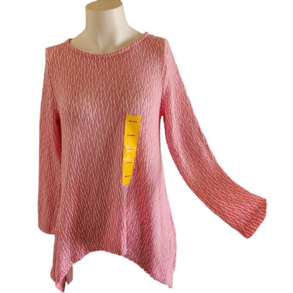 Chelsea & Theodore pink feathered textured bell sleeve blouse NWT medium women's